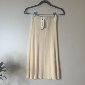 Who What Wear Lulu Midi Elegant Cream Herringbone Skirt NWT